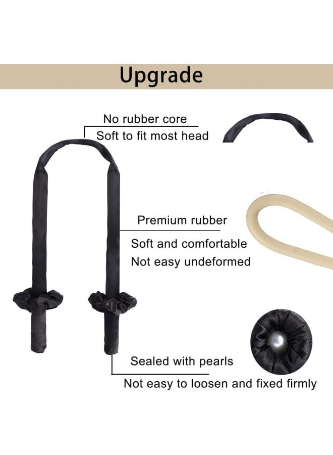 Premify Black Heatless Hair Curlers For Medium & Long Hair - Heat Less Hair Curler, Heat Silk Curls Headband, Scrunchies And Hair Clip - Curling Rod, Hair Roller Ribbon For Diy, Hair Styling Tools  - Image 2