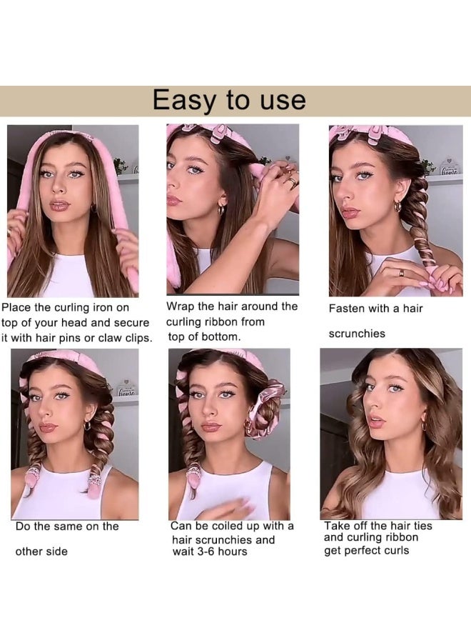 Premify Black Heatless Hair Curlers For Medium & Long Hair - Heat Less Hair Curler, Heat Silk Curls Headband, Scrunchies And Hair Clip - Curling Rod, Hair Roller Ribbon For Diy, Hair Styling Tools  - Image 5