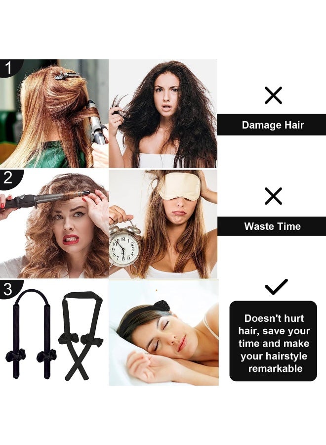 Premify Black Heatless Hair Curlers For Medium & Long Hair - Heat Less Hair Curler, Heat Silk Curls Headband, Scrunchies And Hair Clip - Curling Rod, Hair Roller Ribbon For Diy, Hair Styling Tools  - Image 4