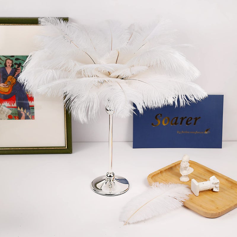 Soarer White Ostrich Feathers Bulk - 30pcs 8-10 inches for Wedding Party Centerpieces, Home Decorations and DIY Crafts (White) - Image 2