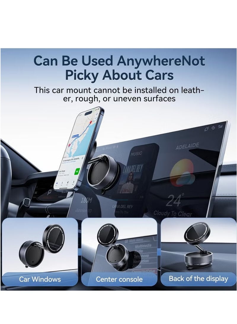 Vacuum Suction Magnet Phone Holder Mount, Magnetic Car Phone Holder, 360° Adjustable Suction Car Phone Mount for Car/Smooth Surface/Travel/Gym - Image 3
