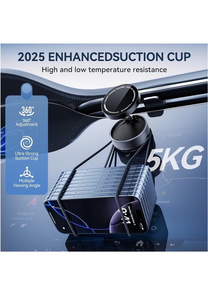 Vacuum Suction Magnet Phone Holder Mount, Magnetic Car Phone Holder, 360° Adjustable Suction Car Phone Mount for Car/Smooth Surface/Travel/Gym - Image 2