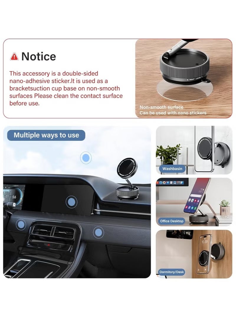 Vacuum Suction Magnet Phone Holder Mount, Magnetic Car Phone Holder, 360° Adjustable Suction Car Phone Mount for Car/Smooth Surface/Travel/Gym - Image 5