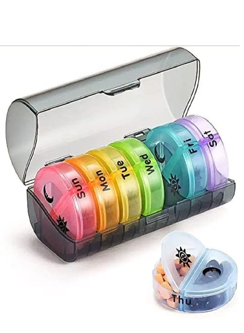 Dubkart Weekly Pill Organiser 7 Day 2 Times a Day, Large Daily Pill Cases for Pills/Vitamin/Fish Oil/Supplements (Black Box) - Image 1