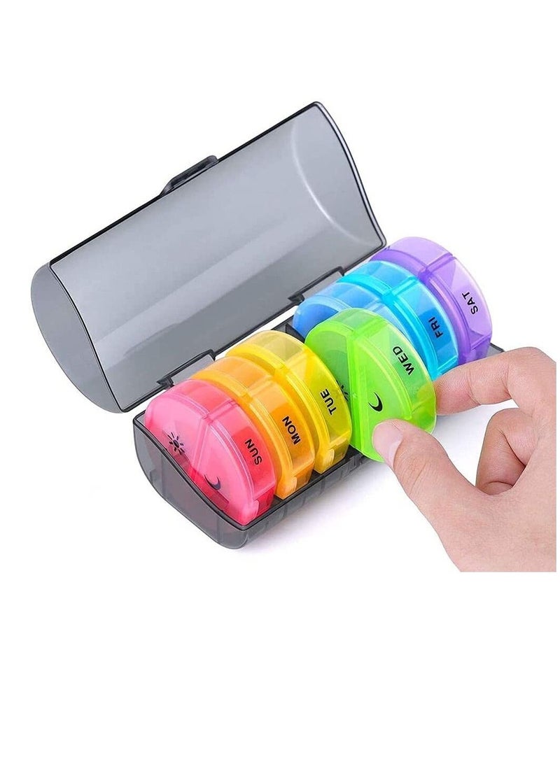 Dubkart Weekly Pill Organiser 7 Day 2 Times a Day, Large Daily Pill Cases for Pills/Vitamin/Fish Oil/Supplements (Black Box) - Image 2