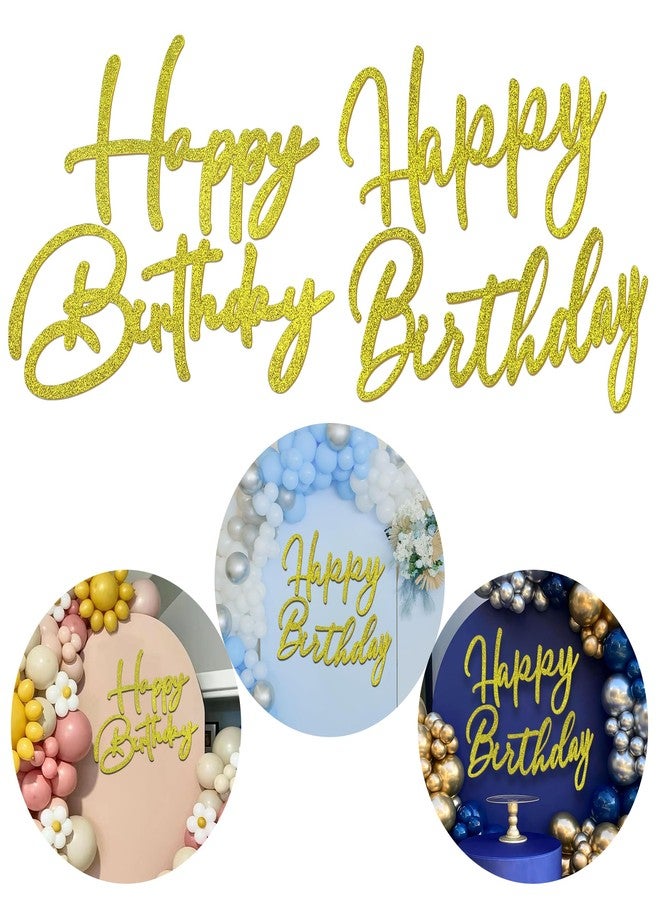 RASSLISA 2 Set Glitter Felt Happy Birthday Sign for Backdrop Gold Happy Birthday Letter Sign for Party Balloon Arch Decorations - Image 1