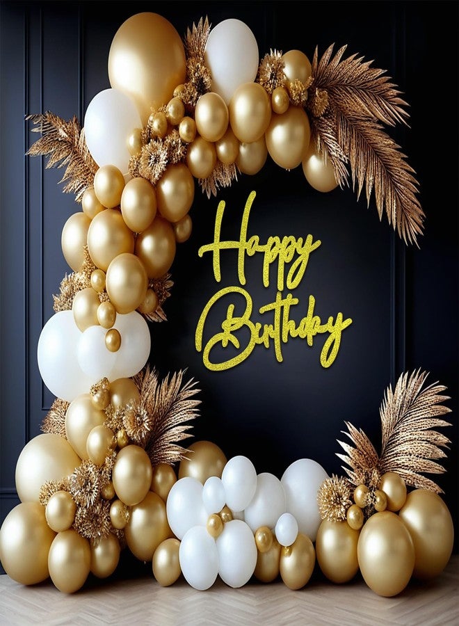 RASSLISA 2 Set Glitter Felt Happy Birthday Sign for Backdrop Gold Happy Birthday Letter Sign for Party Balloon Arch Decorations - Image 3