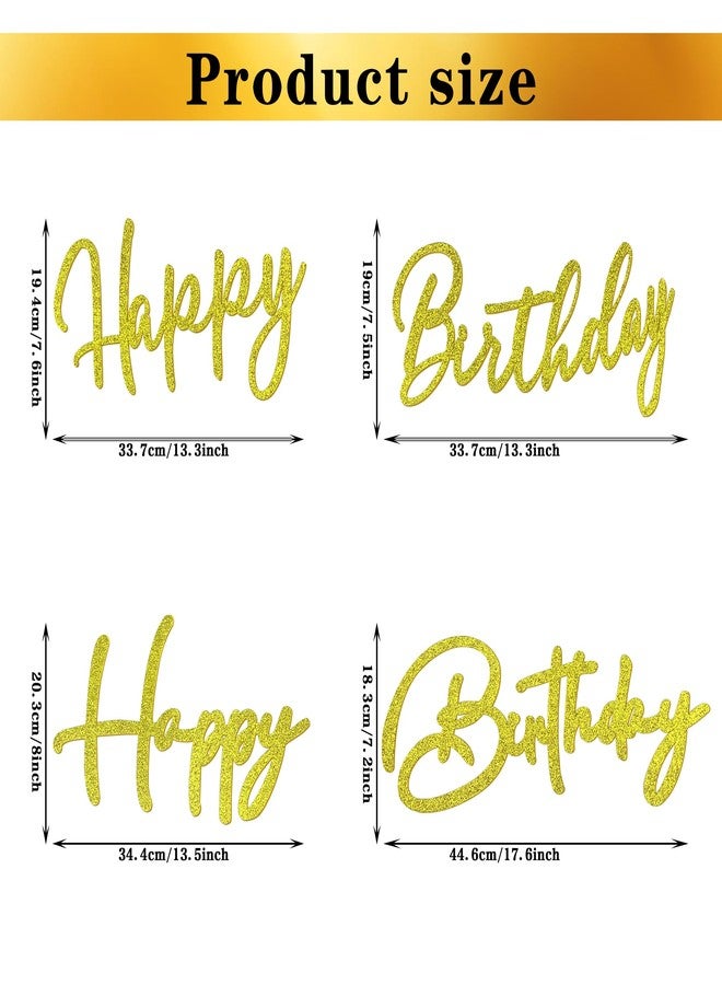 RASSLISA 2 Set Glitter Felt Happy Birthday Sign for Backdrop Gold Happy Birthday Letter Sign for Party Balloon Arch Decorations - Image 2