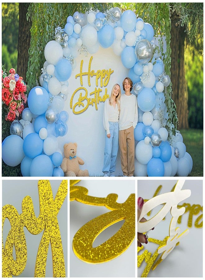 RASSLISA 2 Set Glitter Felt Happy Birthday Sign for Backdrop Gold Happy Birthday Letter Sign for Party Balloon Arch Decorations - Image 5