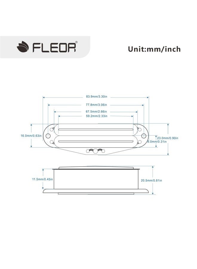 FLEOR بيك أب هومباكر أحادي من ألنكو 5 هوت ريل بحجم 9-10K كامل باللون الأسود يناسب جيتار سترات سكوير وتيلي - Image 2