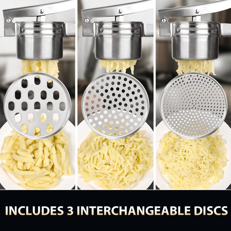 ZORGONS Potato Ricer 15oz Stainless Steel by - Sturdy Masher for Creamy Mashed Potatoes, Sweet Potato Smasher with Comfort Grip Handle - Essential Kitchen Gadget for Pressing and Mashing - Image 3