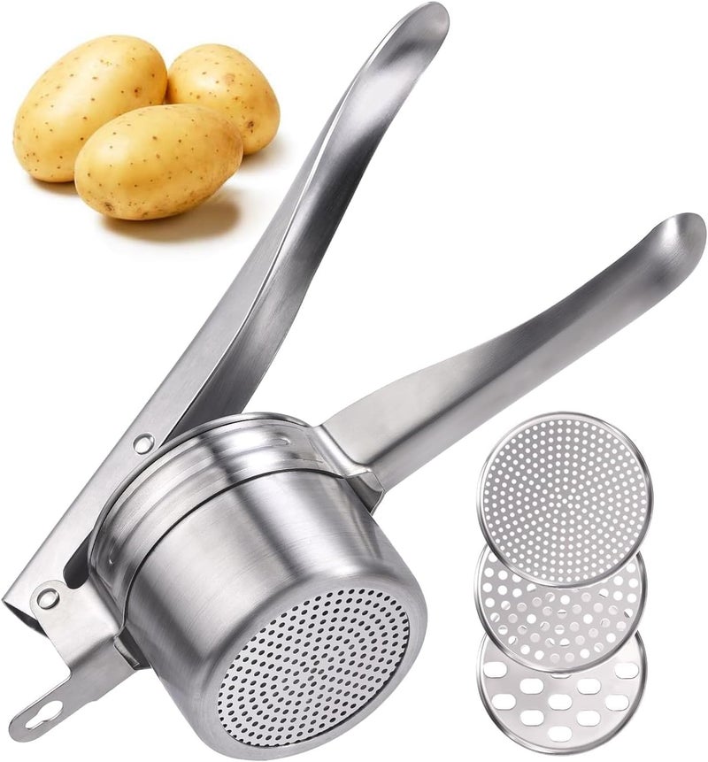 ZORGONS Potato Ricer 15oz Stainless Steel by - Sturdy Masher for Creamy Mashed Potatoes, Sweet Potato Smasher with Comfort Grip Handle - Essential Kitchen Gadget for Pressing and Mashing - Image 1