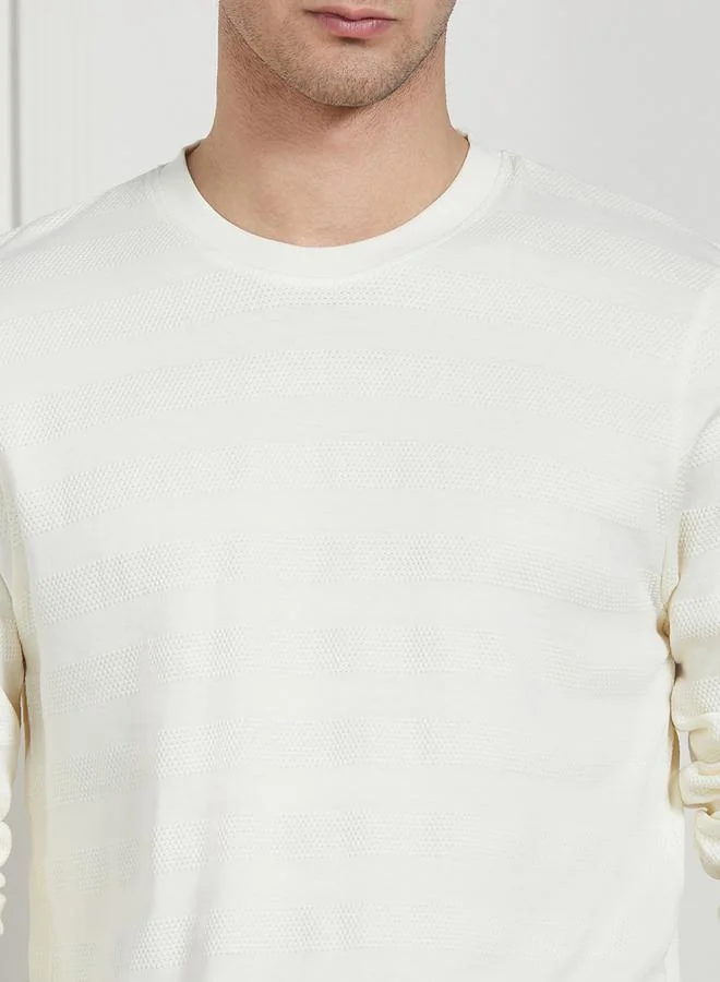 Dennis Lingo Textured Round Neck Cotton T-Shirt by Styli