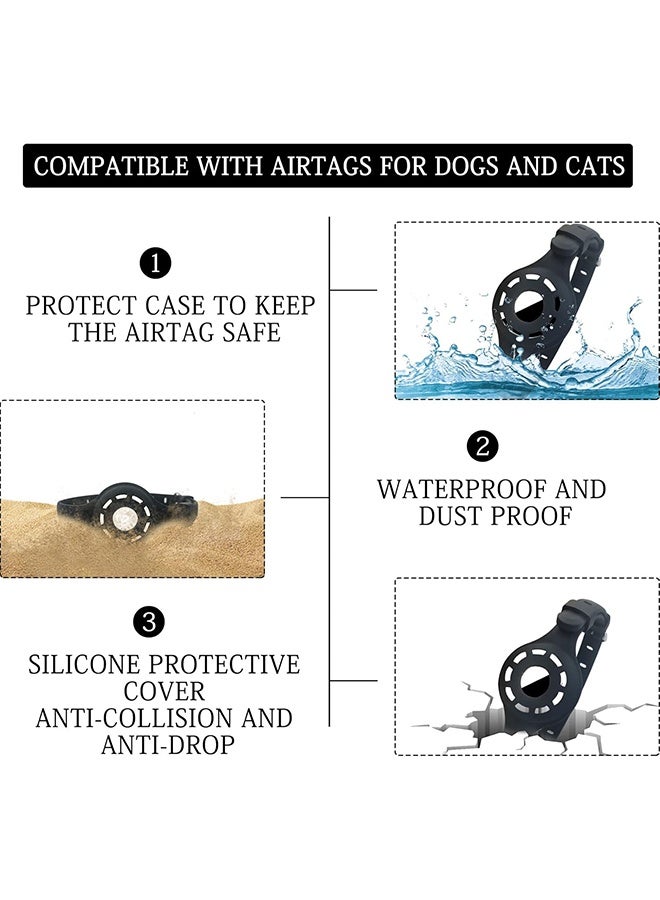AirTag Cat Collar Adjustable Breakaway Kitten Collar Cat Tracker Collar Compatible with Airtag Adjustable Anti-lost Silicone Protective Case Waterproof Holder for Cats, Dogs, and Puppies (Black) - Image 3