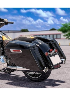 ماركة غير محددة حقائب سرج صلبة ممتدة باللون الأسود مقاس 4 بوصات من أجل Harley Road King Glide 2014-2023 من SLKMOTO  - Image 5