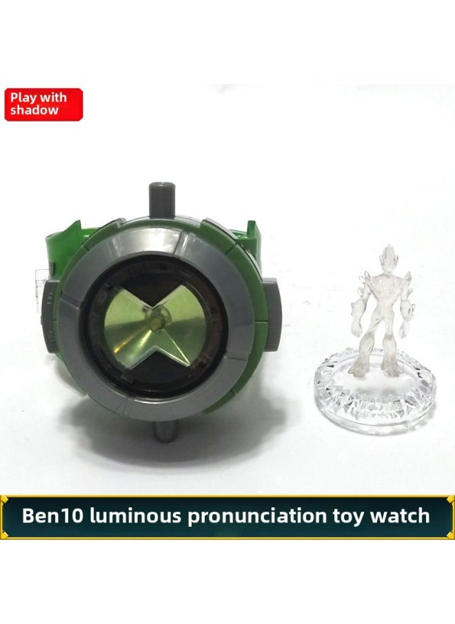 Generic Ben10 Transformer Defender Juvenile Hacker Watch Luminous Sound Pronunciation Projection Toy Spot-Color:Green (30cm)  - Image 1