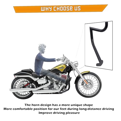Kinglemc Crash Bar Engine Guard Highway Freeway Bar for Harley Davidson Breakout Blackline Rocker Softail Standard Custom Springer Deuce Night Train 2000-2017 (Matte Black) - Image 3