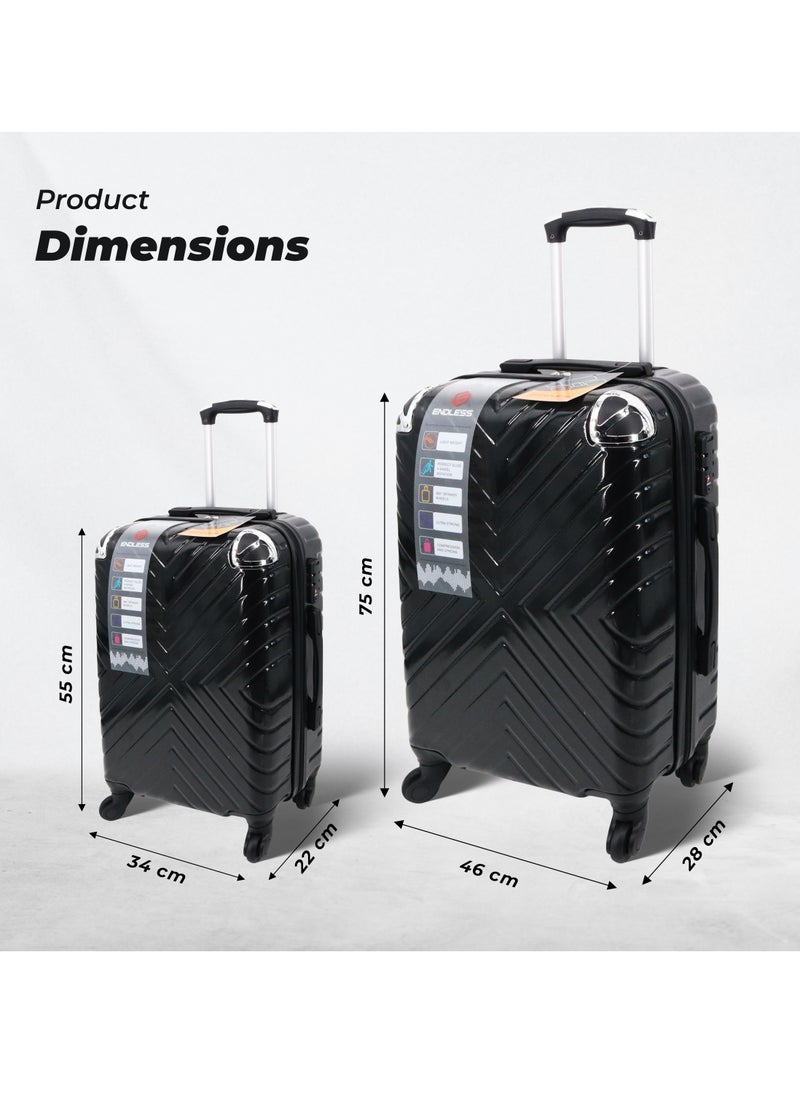 ENDLESS  Set Of 2 Luggage Trolleys - 75cm & 65cm (Check-In) Hardsided Suitcase With In-Built TSA Lock and Spinner Wheels | Material: Polycarbonate + ABS | Carry on Luggage  - Image 2