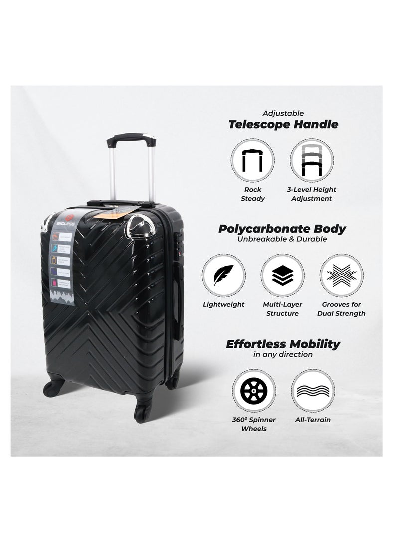 ENDLESS  Set Of 2 Luggage Trolleys - 75cm & 65cm (Check-In) Hardsided Suitcase With In-Built TSA Lock and Spinner Wheels | Material: Polycarbonate + ABS | Carry on Luggage  - Image 3