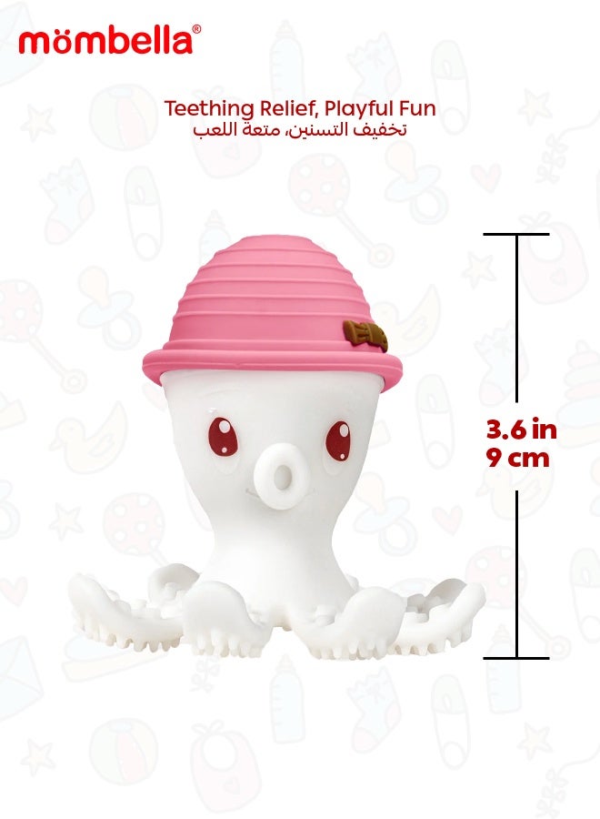 Mombella Octopus Teether Toy | Multi-Textured Silicone Teething Aid | Freezer-Friendly | Whistle Sound | Safe for 3-6 Months | Product Dimensions: 9.2 x 9.2 x 9.2 cm - Image 5