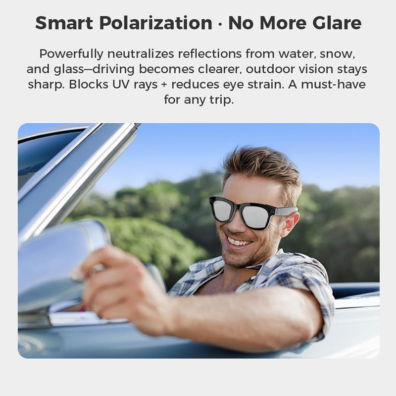 Zunate AI Translation Glasses with Camera, Bluetooth 5.3 WiFi Smart Glasses for Real Time Translator Music Calls Travel Business Noise Cancelling Mic (Silver) - Image 3
