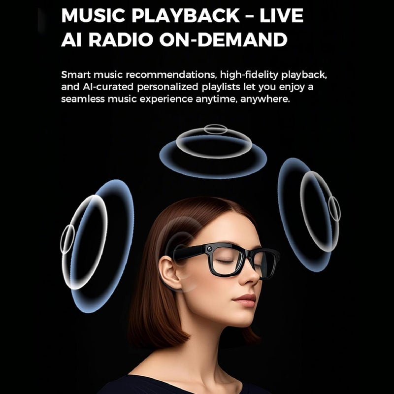 Zunate AI Translation Glasses with Camera, Bluetooth 5.3 WiFi Smart Glasses for Real Time Translator Music Calls Travel Business Noise Cancelling Mic (Silver) - Image 2
