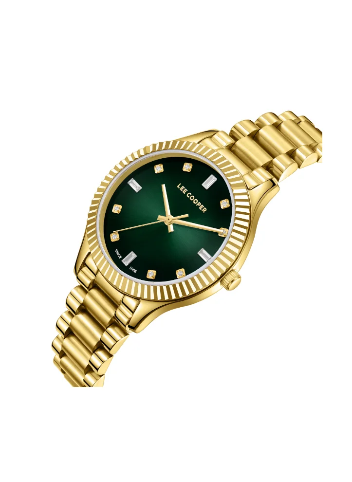 Lee Cooper Women's Analog Display Watch With Gold Metal Strap - LC08079.170