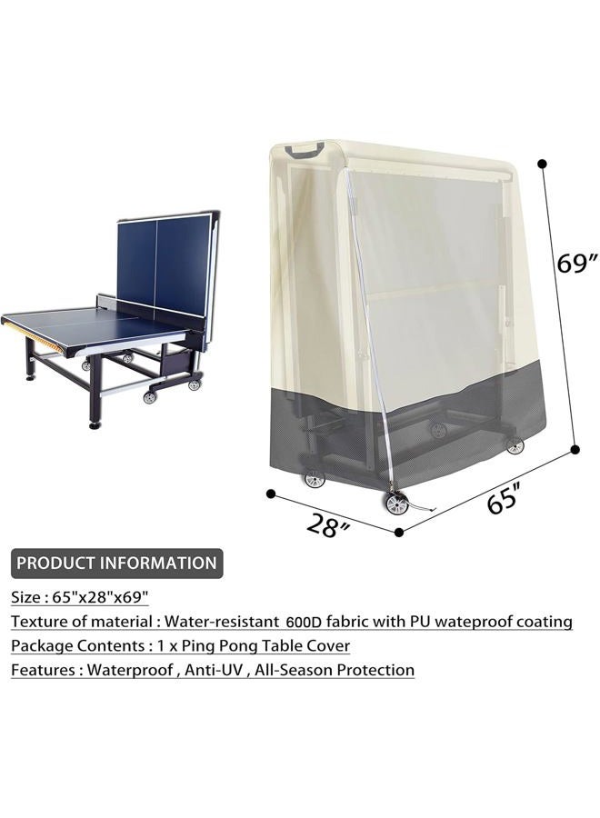 Aaaspark Indoor/Outdoor Premium Ping Pong Table Cover Waterproof Dustproof Sunscreen Heavy-Duty Folding Table Tennis Table Cover - Image 2