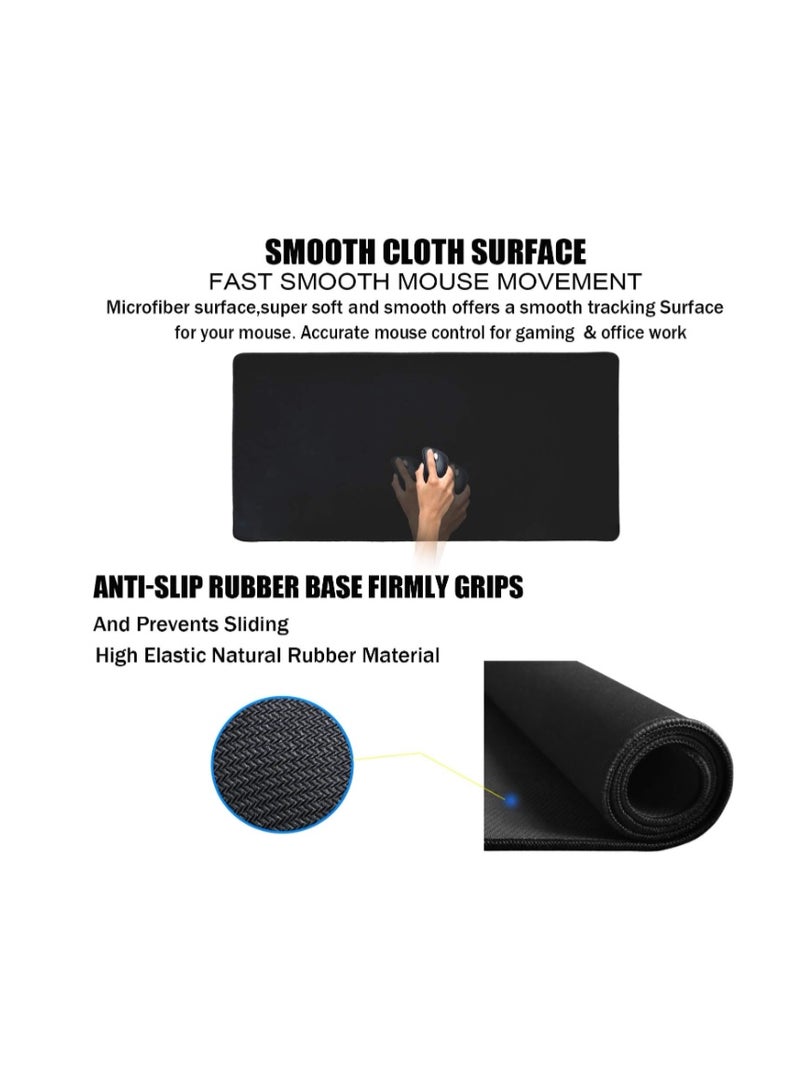 TEDNETGO Large Mouse Pad, Gaming Mouse Pad, Long Mouse Pads, Waterproof Extra Large Big Mouse Pad with Stitched Edge, XXL Non-Slip Black Computer Mousepad Desk Mat for Gamer, Office & Home, Black - Image 3