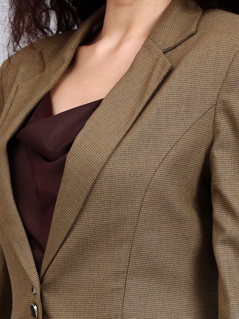 Powersutra Beige Notch Collar Blazer Set for Women - Image 2