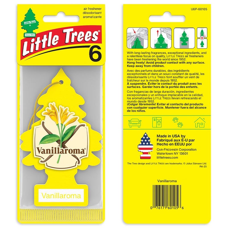 Little Trees لِتِل تريز معطر هواء السيارة | شجرة معلقة توفر رائحة تدوم طويلاً للسيارة والمنزل | رائحة الفانيليا، 24 معطر هواء - Image 3