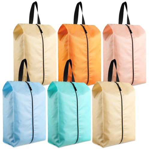 Bulyoou 6 Pcs Travel Shoe Bags with Zipper Nylon Portable Waterproof Suitcase Shoe Organizer Packing for GolfLPastel - Image 1