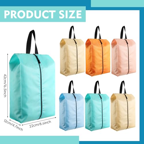 Bulyoou 6 Pcs Travel Shoe Bags with Zipper Nylon Portable Waterproof Suitcase Shoe Organizer Packing for GolfLPastel - Image 3