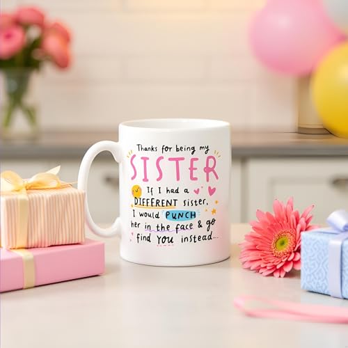 DAYS Thanks for Being My Sister, Funny Gift, Birthday Christmas Gift If I Had A Different Sister Funny Sister Coffee Mug, Ceramic White Cup with Humorous Quote, 325ml - Image 4