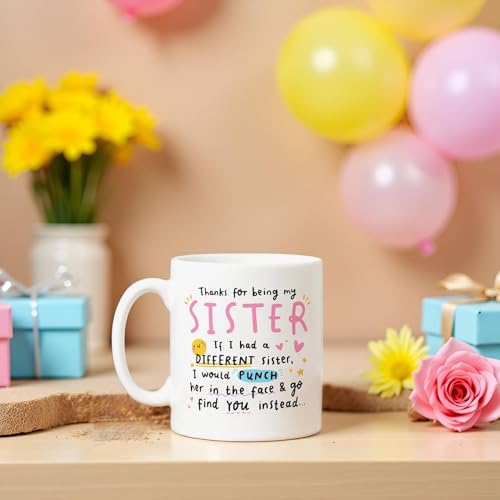 DAYS Thanks for Being My Sister, Funny Gift, Birthday Christmas Gift If I Had A Different Sister Funny Sister Coffee Mug, Ceramic White Cup with Humorous Quote, 325ml - Image 2