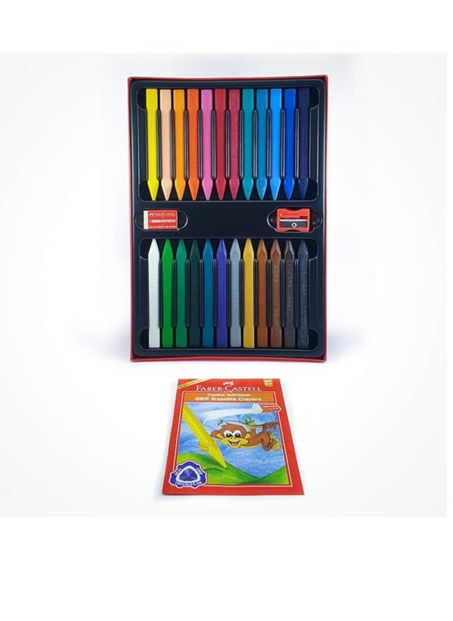 FABER-CASTELL - 24-Piece Grip Erasable Triangular Crayons Set Multicolor - Image 1