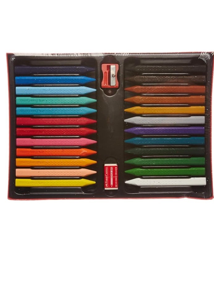 FABER-CASTELL - 24-Piece Grip Erasable Triangular Crayons Set Multicolor - Image 1