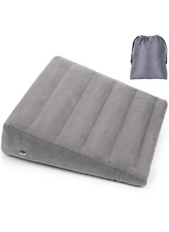 Arabest Inflatable Wedge Pillow for Sleeping, Portable Travel Wedge Pillow for Sitting in Bed, Inflatable Wedge Pillows for Travel, Blow Up Wedge Pillow Under The Knee Pillow Light Grey 60x55x18cm  - Image 1