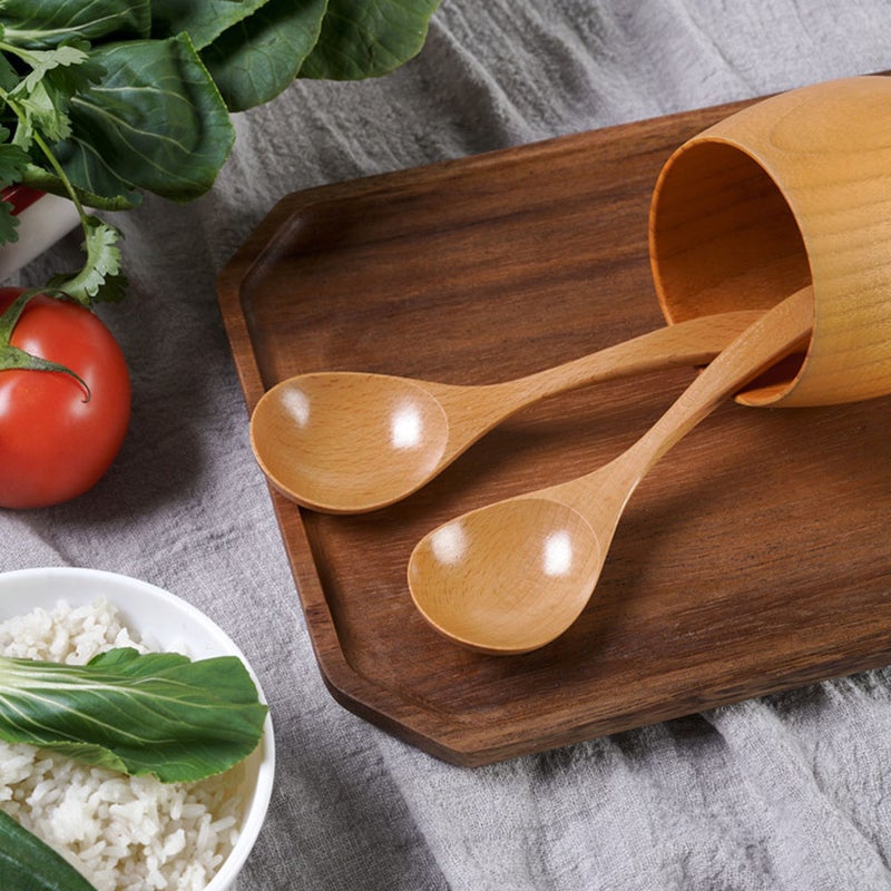 🍳 ملاعق خشبية للأرز بتصميم متين ومقابض مقوسة مناسبة للاستخدام اليومي - Image 2