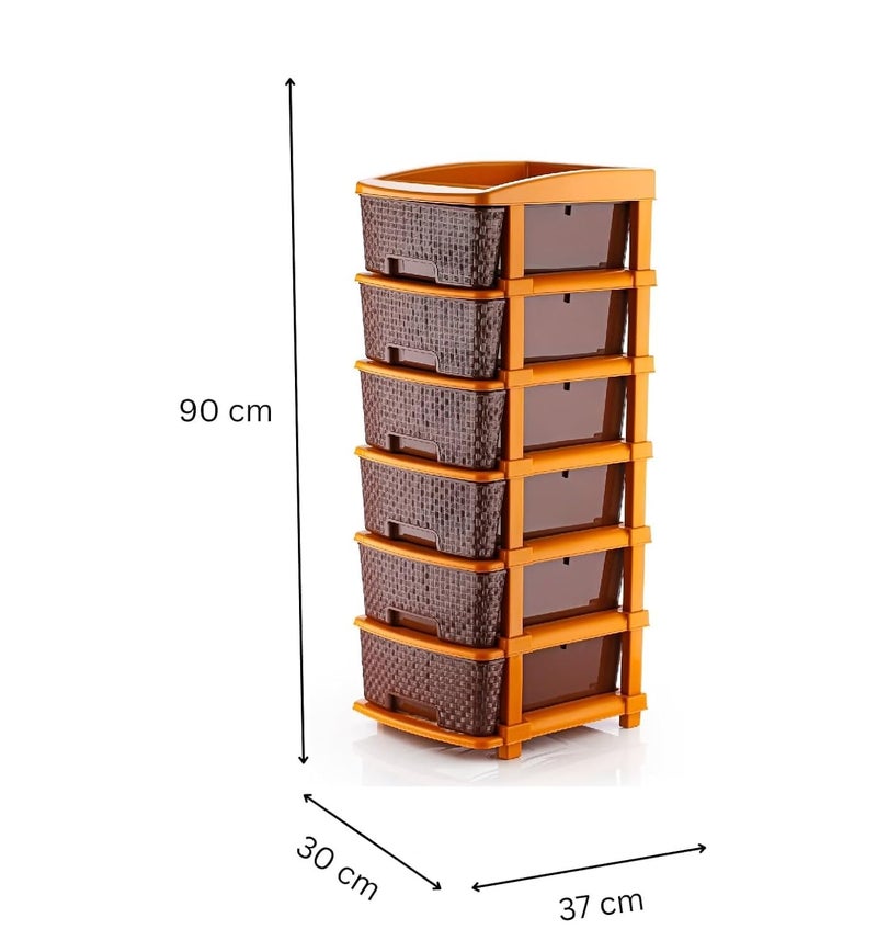 HORPIN 6 Xl Plastic Modular Drawer System For Home Office Hospital Parlor School Doctors Home And Kids Product Dimension When Assembeled 30Cmx39Cmx90Cm Brown 6XL - Image 2