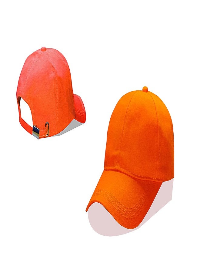Shopper52 Men Boys Stylish Baseball Adjustable Cap (Orange) - Image 1