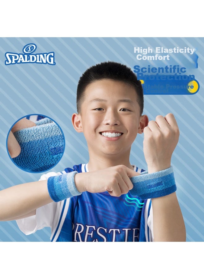 SPALDING Spalding Children's Wristband, Specialized Sports Sweat-absorbing Wrist Towel, Sweat-absorbing Basketball, Badminton, Kids' Tennis, Blue - Image 3