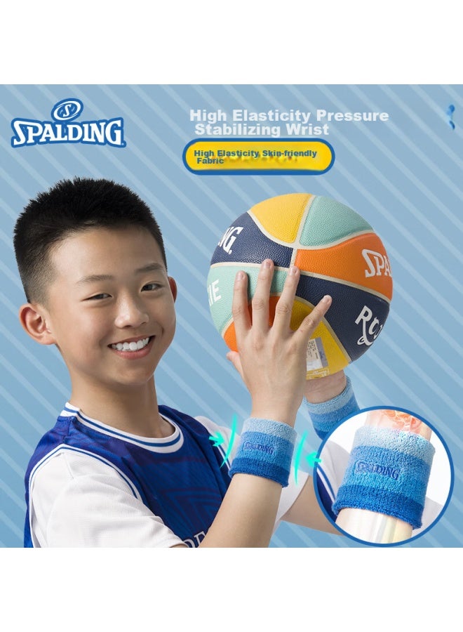 SPALDING Spalding Children's Wristband, Specialized Sports Sweat-absorbing Wrist Towel, Sweat-absorbing Basketball, Badminton, Kids' Tennis, Blue - Image 4