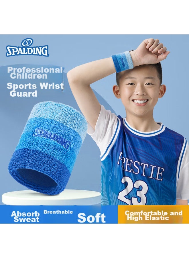 SPALDING Spalding Children's Wristband, Specialized Sports Sweat-absorbing Wrist Towel, Sweat-absorbing Basketball, Badminton, Kids' Tennis, Blue - Image 2