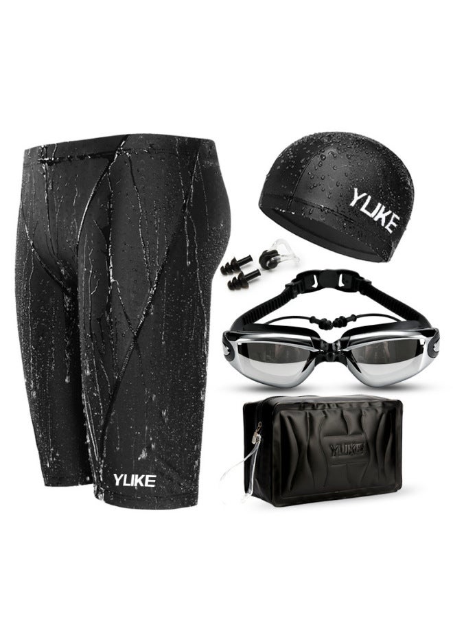 Swimming Trunks Men's Anti-embarrassment Boxer Swimming Trunks Plus Size Waterproof Shark Skin Quick-drying Hot Spring Professional Swimming Suit