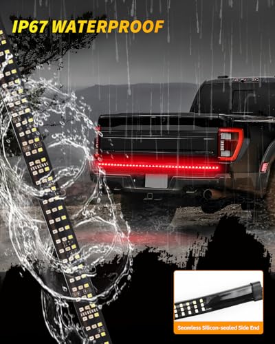 GSOWO Tailgate Light Bar 60 Inch, Triple Row Truck Tail Light Strip for Dodge RAM Fo-rd F150 F250 GMC Silverado, 504 LED Full Function Brake Reverse Turn Signal Hazard Lights No Drill Install, 60 Inch - Image 5