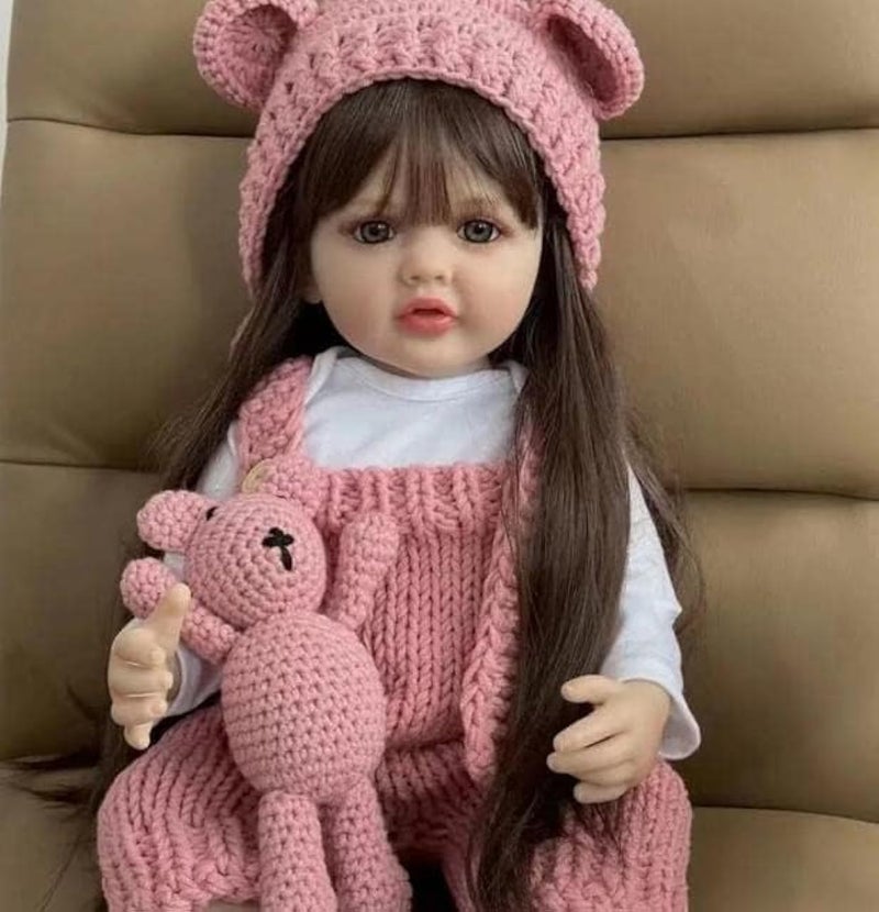 نانو كلاسيك دمية نانو كلاسيك 22 بوصة ريبورن بنت ناعمة من السيليكون الكامل لحديثي الولادة باتول (وردي 1) - Image 1