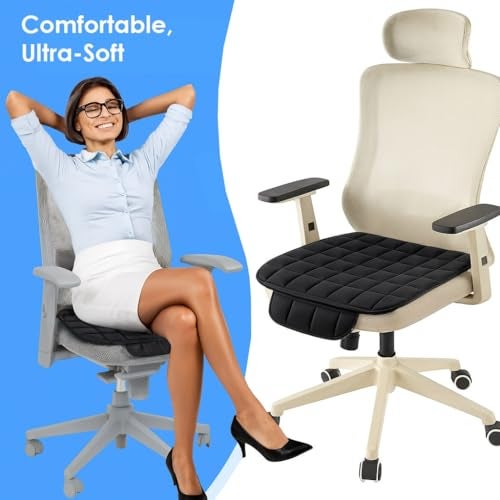 HSR Comfortable Ultra-Soft Office Chair Seat Cover with Non-Slip Grip & Storage Pouch, Universal Fit - Image 3