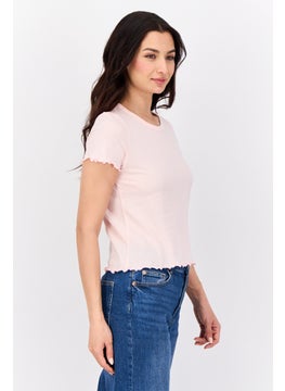 Aerie Women Round Neck Short Sleeve Graphic Print Top, Light Pink  - Image 2