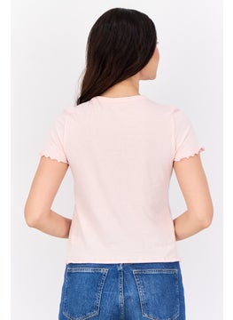 Aerie Women Round Neck Short Sleeve Graphic Print Top, Light Pink  - Image 3